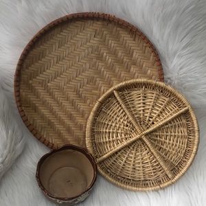Set of 3 beautiful vintage woven rattan wall basket plants 🪴 holder